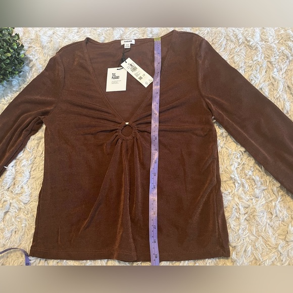 Garage brown stone  mesh long sleeve woman top M - Picture 11 of 16